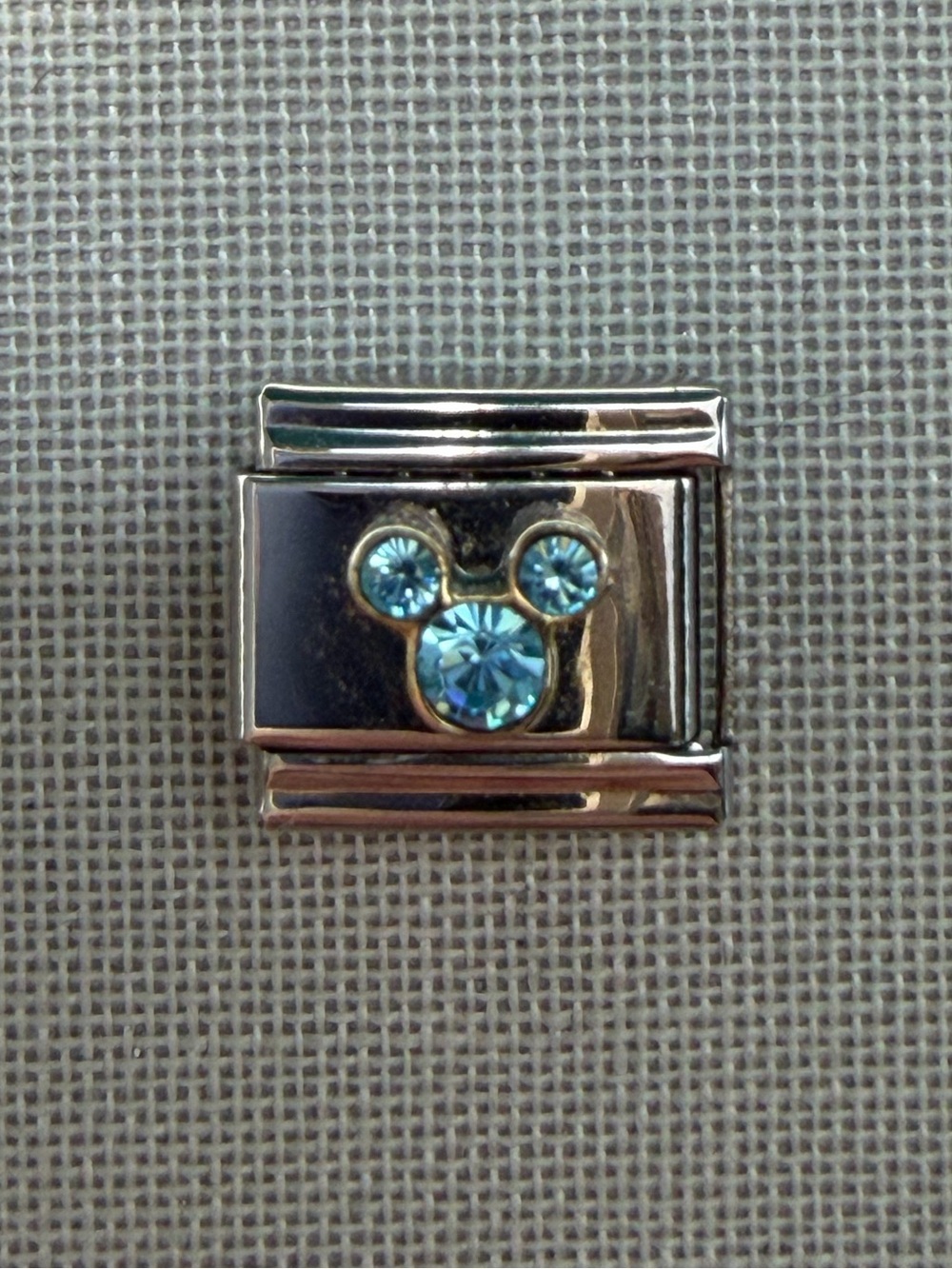 Disney Jewel Mickey Mouse Italian Charm Link Stainless Steel 9mm Blue